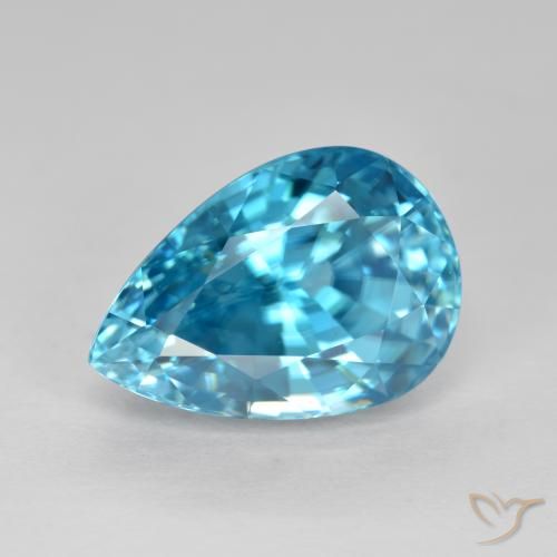 6.80ct Naturale Blu acqua Zircone, Forma a pera, VVS