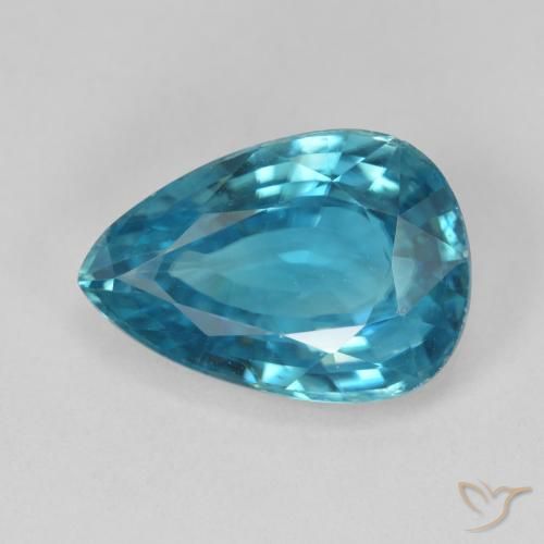 8.06ct Naturale Blu medio Zircone, Forma a pera, VVS