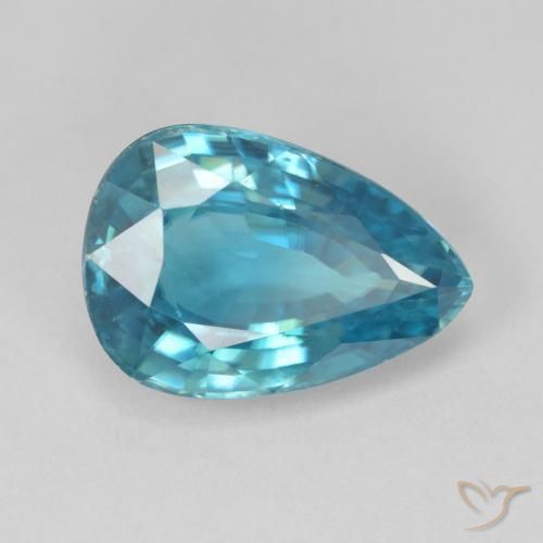 Zircone Blu medio naturale da 8.06 ct, Forma a pera, VVS