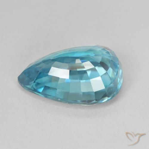 Zircone Blu medio naturale da 8.06 ct, Forma a pera, VVS