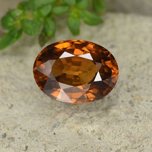 1.79ct Naturale Arancione scuro Zircone, Ovale, VVS-VS
