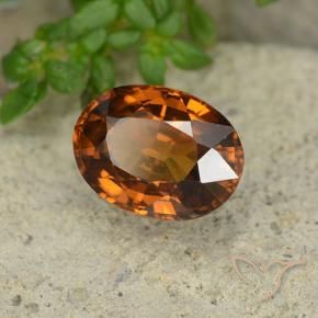 Zircone Arancione scuro naturale da 1.79 ct, Ovale, VVS-VS