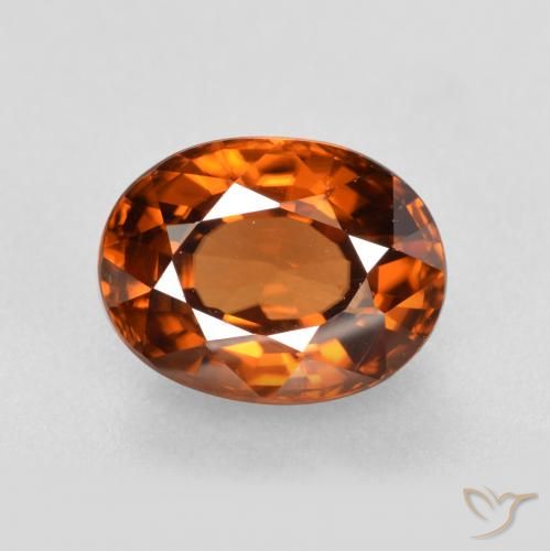 2.16ct Naturale Arancione scuro Zircone, Ovale, VVS-VS