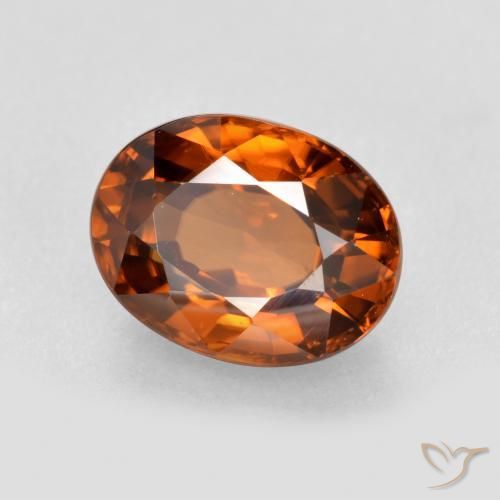 Zircone Arancione scuro naturale da 2.16 ct, Ovale, VVS-VS