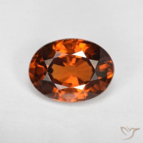 1.75ct Naturale Arancione scuro Zircone, Ovale, VVS-VS