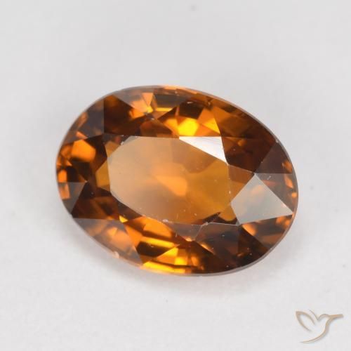 Zircone Arancio brunastro intenso naturale da 1.62 ct, Ovale, VVS