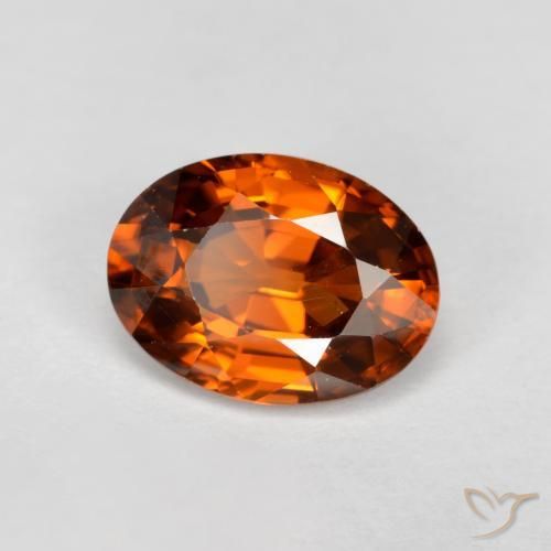 Zircone Arancione scuro naturale da 1.74 ct, Ovale, VVS