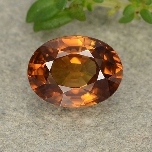 2.00ct Naturale Arancio medio-scuro Zircone, Ovale, VVS-VS
