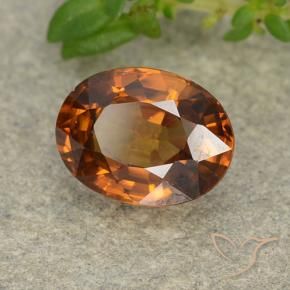 Zircone Arancio medio-scuro naturale da 2.00 ct, Ovale, VVS-VS
