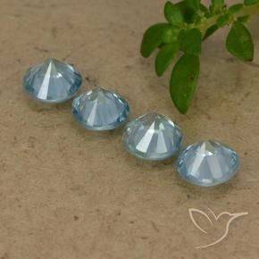 Gemme di Zircone Azzurro naturale da 2.08 ct, Rotondo, VVS