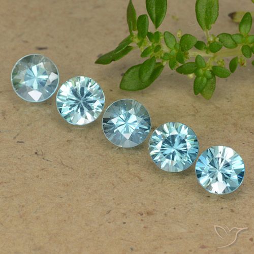 2.81ctw Naturale Blu acqua Zircone, Rotondo, VVS