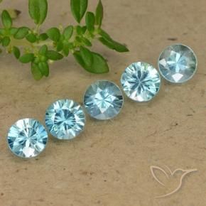 Gemme di Zircone Blu acqua naturale da 2.81 ct, Rotondo, VVS
