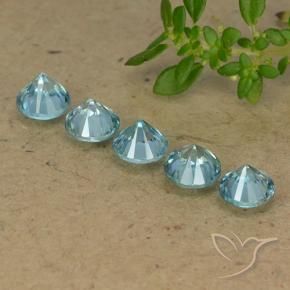 Gemme di Zircone Blu acqua naturale da 2.81 ct, Rotondo, VVS