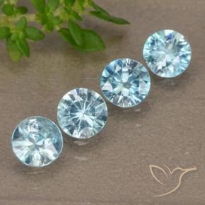 Gemme di Zircone Azzurro naturale da 1.84 ct, Rotondo, VVS-VS