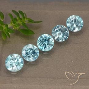 Gemme di Zircone Azzurro naturale da 2.74 ct, Rotondo, VVS-VS