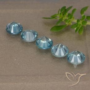 Gemme di Zircone Azzurro naturale da 2.74 ct, Rotondo, VVS-VS
