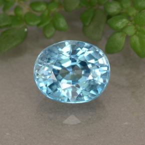 Zircone naturale blu da 2,18 ct, taglio ovale, VVS