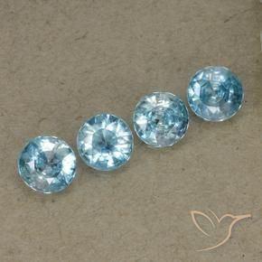 Gemme di Zircone Blu naturale da 1.70 ct, Rotondo, VVS-VS