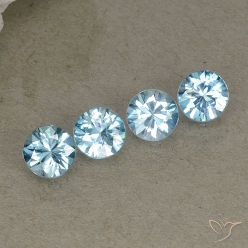 2.20ctw Naturale Azzurro Zircone, Rotondo, VVS-VS