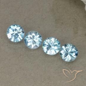 Gemme di Zircone Azzurro naturale da 2.20 ct, Rotondo, VVS-VS