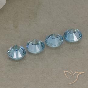 Gemme di Zircone Azzurro naturale da 2.20 ct, Rotondo, VVS-VS