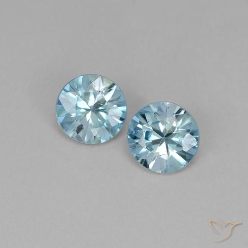 1.00ctw Naturale Azzurro Zircone, Rotondo, VVS-VS