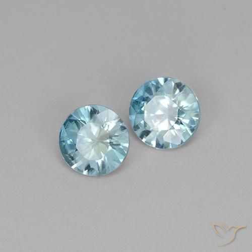 Gemme di Zircone Azzurro naturale da 1.00 ct, Rotondo, VVS-VS