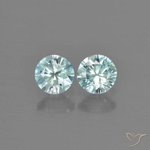 0.89ctw Naturale Azzurro acqua chiaro Zircone, Rotondo, VVS-VS