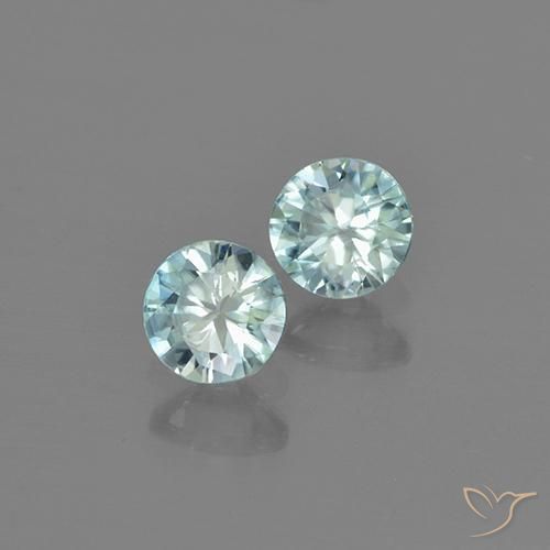 Gemme di Zircone Azzurro acqua chiaro naturale da 0.89 ct, Rotondo, VVS-VS