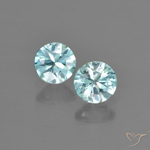 0.99ctw Naturale Azzurro Zircone, Rotondo, VVS-VS