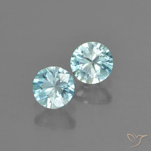 Gemme di Zircone Azzurro naturale da 0.99 ct, Rotondo, VVS-VS