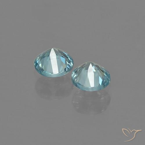 Gemme di Zircone Azzurro naturale da 0.99 ct, Rotondo, VVS-VS