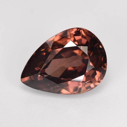 Zircone naturale rosso da 4,62 ct, taglio a pera, VVS-VS