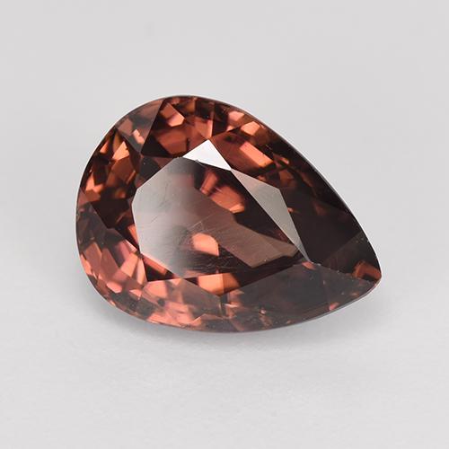 Zircone naturale rosso da 4,62 ct, taglio a pera, VVS-VS