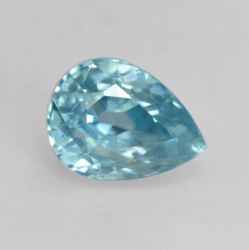 Zircone naturale blu da 2,01 ct, taglio a pera, VVS-VS
