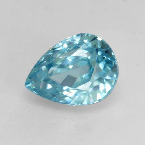 Zircone naturale blu da 2,01 ct, taglio a pera, VVS-VS