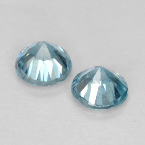 Gemme di Zircone Blu verdastro medio naturale da 0.96 ct, Taglio rotondo, VVS-VS