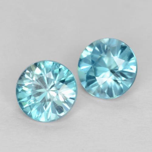 Zircone naturale blu da 0,97 ct, taglio rotondo, VS
