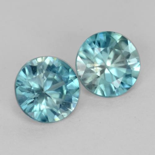 Gemme di Zircone Teal-blu naturale da 1.00 ct, Taglio rotondo, VS