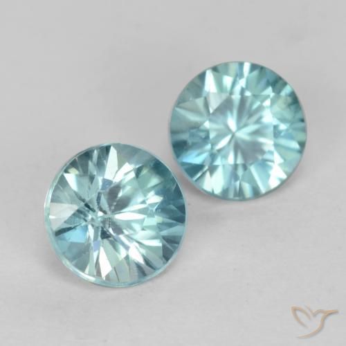 Gemme di Zircone Blu verdastro medio naturale da 1.01 ct, Rotondo, VVS-VS