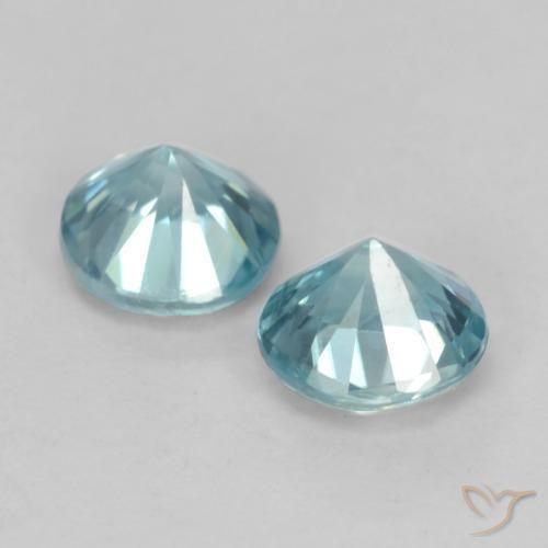Gemme di Zircone Blu verdastro medio naturale da 1.01 ct, Rotondo, VVS-VS