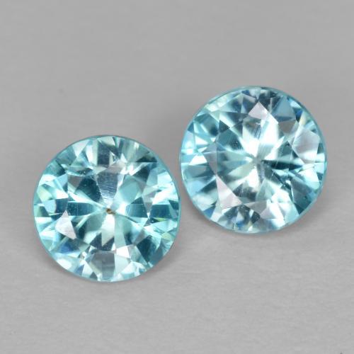 Gemme di Zircone Azzurro naturale da 0.98 ct, Taglio rotondo, VS
