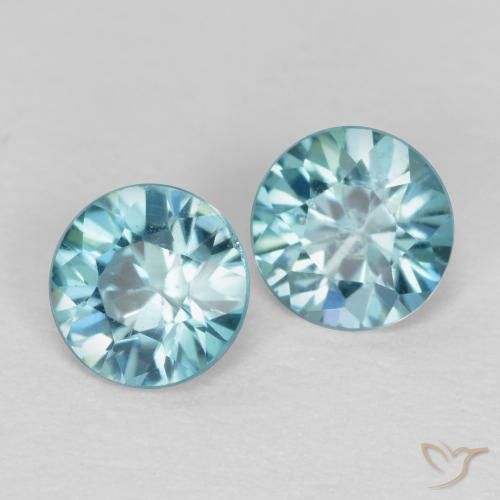 Gemme di Zircone Azzurro naturale da 0.95 ct, Rotondo, VS