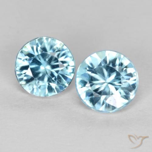 0.98ctw Naturale Bambina blu Zircone, Rotondo, VS