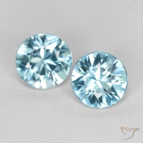 0.88ctw Naturale Azzurro Zircone, Rotondo, VS