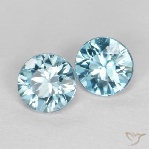 Gemme di Zircone Azzurro naturale da 0.88 ct, Rotondo, VS