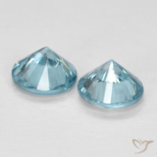 Gemme di Zircone Azzurro naturale da 1.05 ct, Rotondo, VS