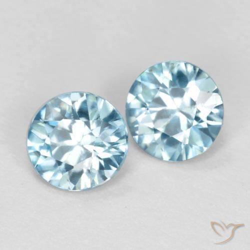 Gemme di Zircone Azzurro Maya chiaro naturale da 0.91 ct, Rotondo, VS