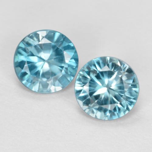 Zircone naturale blu da 1,10 ct, taglio rotondo, VS