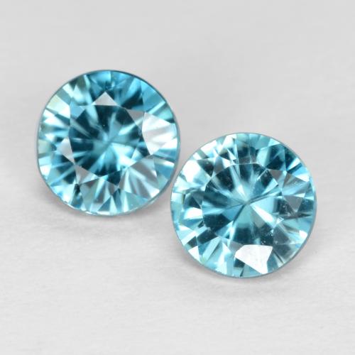 Zircone naturale blu da 1,04 ct, taglio rotondo, VS